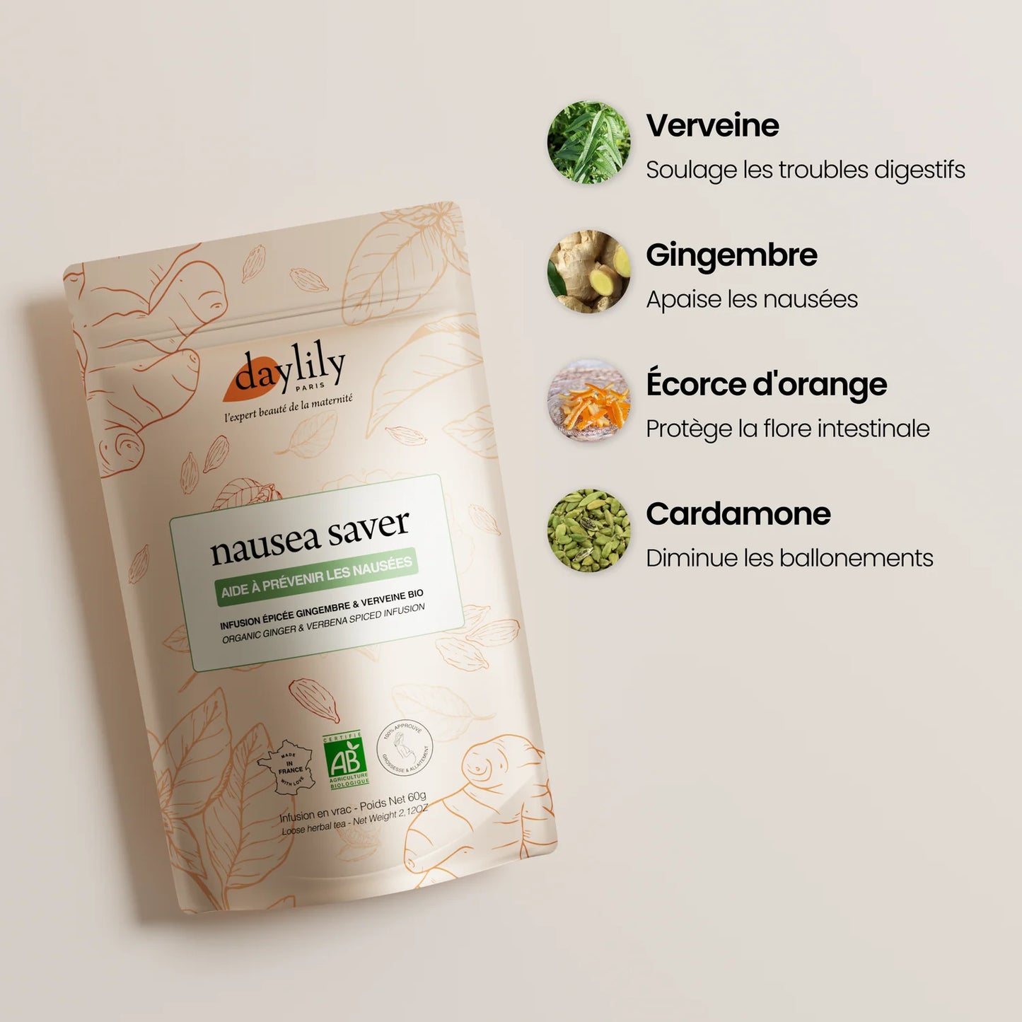 Femme enceinte buvant tisane anti-nausées grossesse naturelle – moment réconfort premier trimestre
