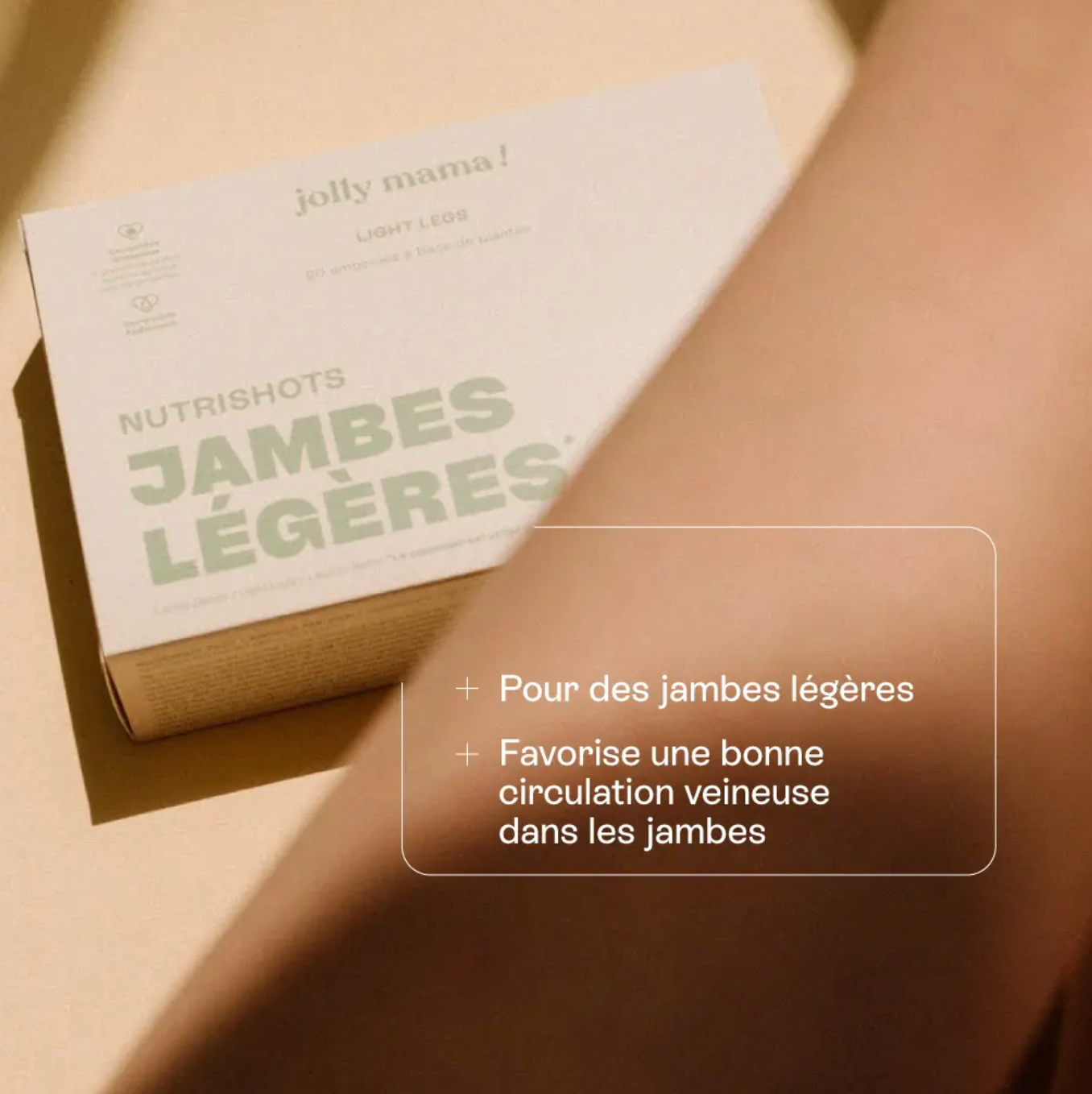 Cure naturelle pour jambes légères à base de plantes, compatible grossesse et allaitement, format ampoules.