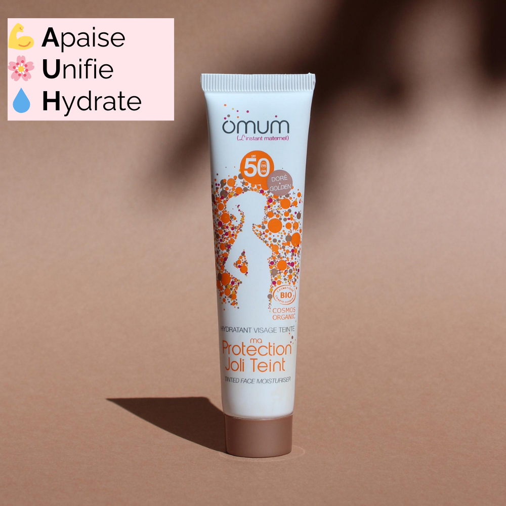 Ma Protection Joli Teint SPF50, teinte dorée pour peau mate et bronzée, offre une haute protection solaire.