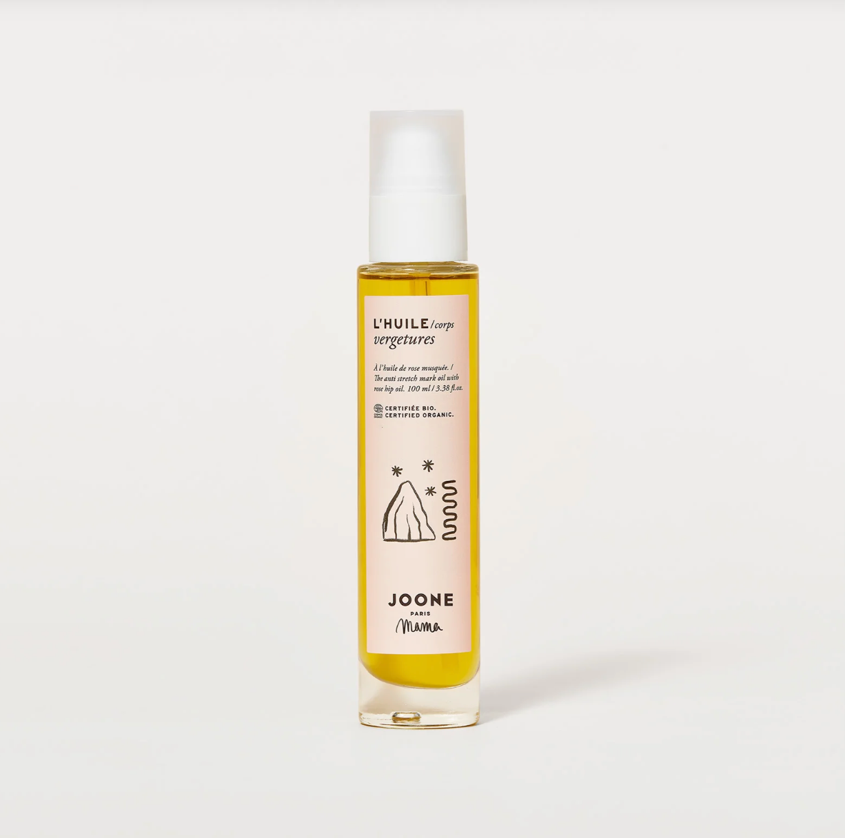 Flacon seul
Huile vergetures bio Joone, flacon 100 ml, soin grossesse hydratant et nourrissant