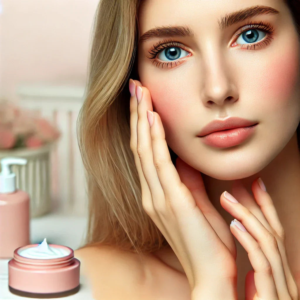 Produits de soin naturels pour peau sensible, incluant crèmes apaisantes, nettoyants doux et sérums hydratants, conçus pour protéger et calmer les peaux réactives et délicates.