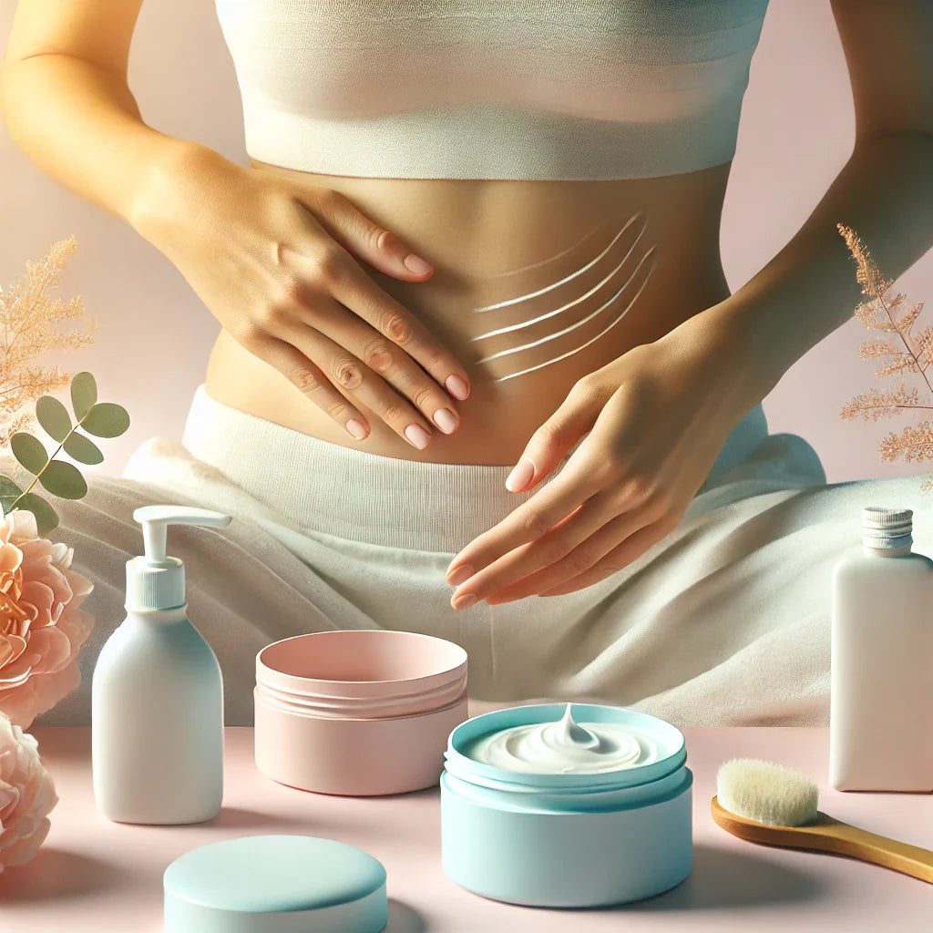 Soins anti-vergetures : huiles et crèmes naturelles pour prévenir et atténuer les vergetures pendant et après la grossesse.