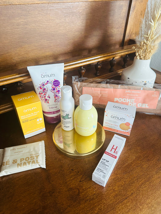 Box post-partum Bienfaits pour Maman avec 8 produits essentiels pour le soin de la jeune maman après l’accouchement