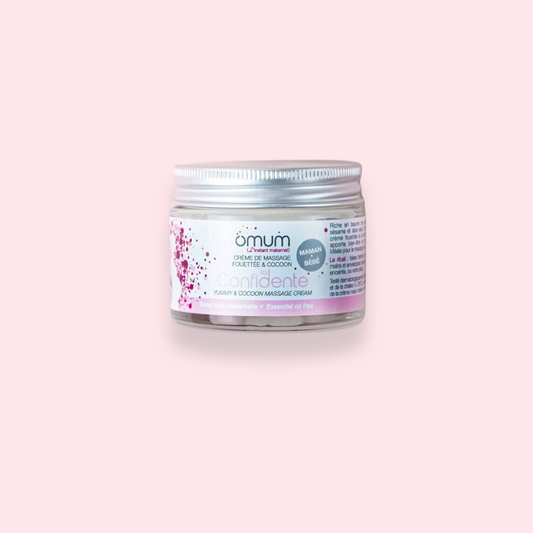 Crème de massage bio La Confidente d’Omum pour femme enceinte et bébé