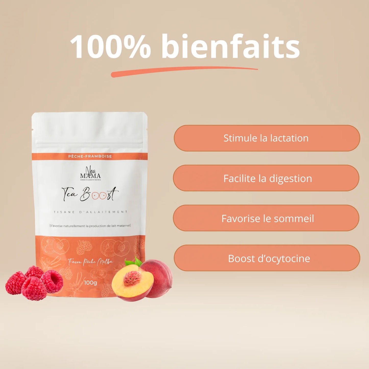 TeaBoost Pêche Melba Bio Allaitement・NEAMAMA