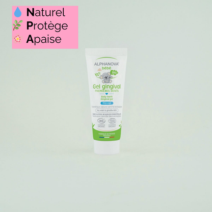 Gel gingival Alphanova avec ses avantages : apaisant, hydratant, et naturel.