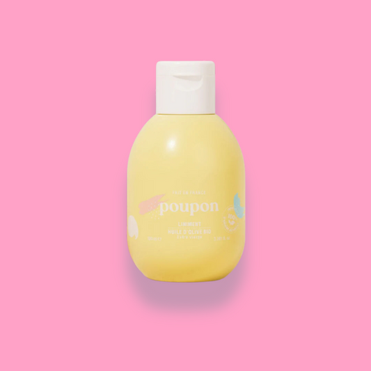 Liniment bio Poupon à l'huile d'olive, pour un soin naturel et doux.