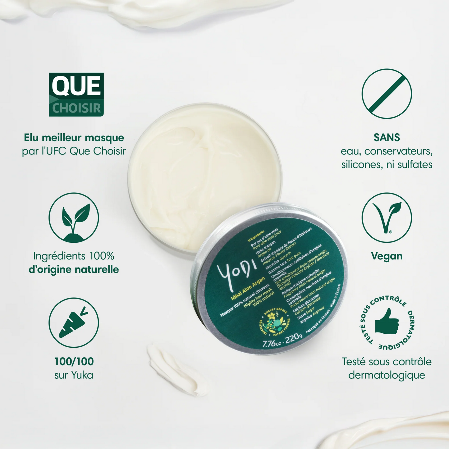 Masque cheveux nourrissant à l’aloe vera bio – soin clean sans silicone pour cheveux secs ou bouclés

