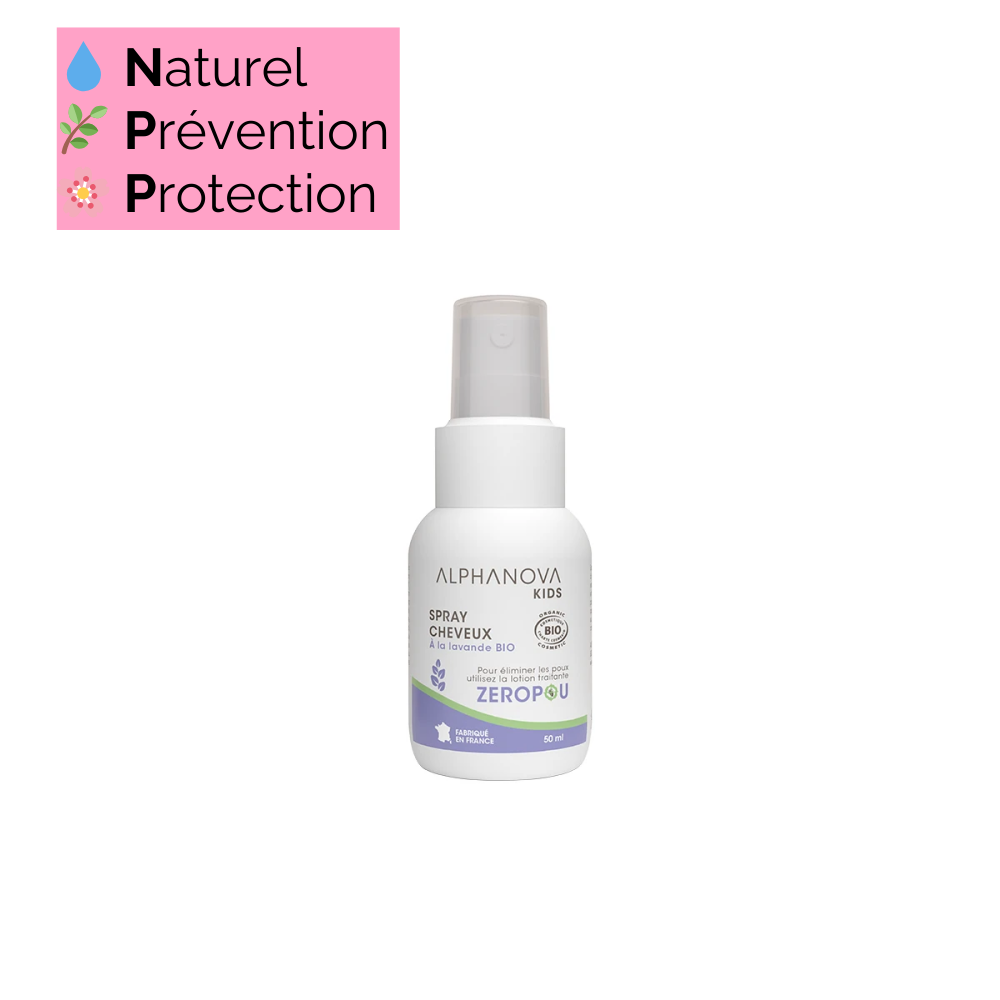 Spray cheveux bio pour enfants et adultes, lutte contre les poux avec lavande bio