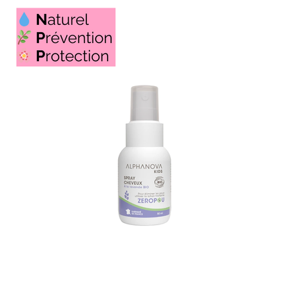 Spray cheveux bio pour enfants et adultes, lutte contre les poux avec lavande bio