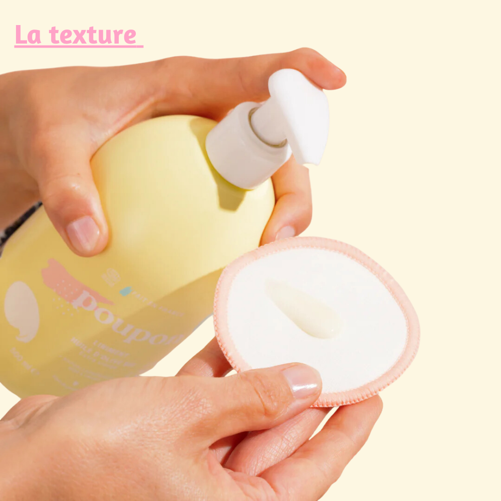 Texture fluide et application facile du liniment bio Poupon.
