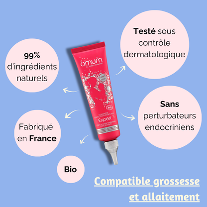 Résultats visibles sur les vergetures récentes après 56 jours d'utilisation, avec une peau plus lisse et plus souple.