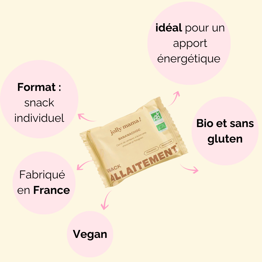 Caractéristiques de Banana Choc : bio, sans gluten, végétalien, fabriqué en France, sans conservateurs.
