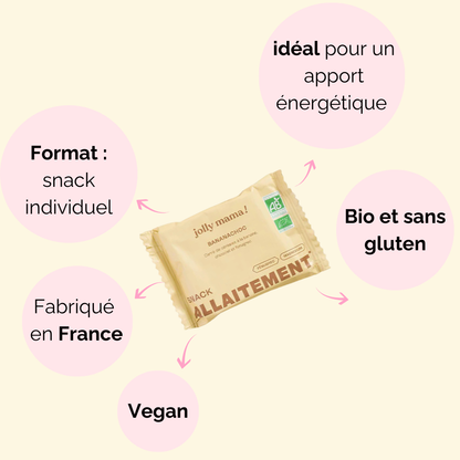 Caractéristiques de Banana Choc : bio, sans gluten, végétalien, fabriqué en France, sans conservateurs.