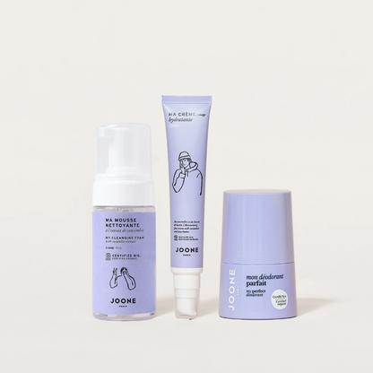 Box ado Joone avec mousse nettoyante, crème hydratante et déodorant bio, routine visage et hygiène complète pour peaux jeunes, made in France