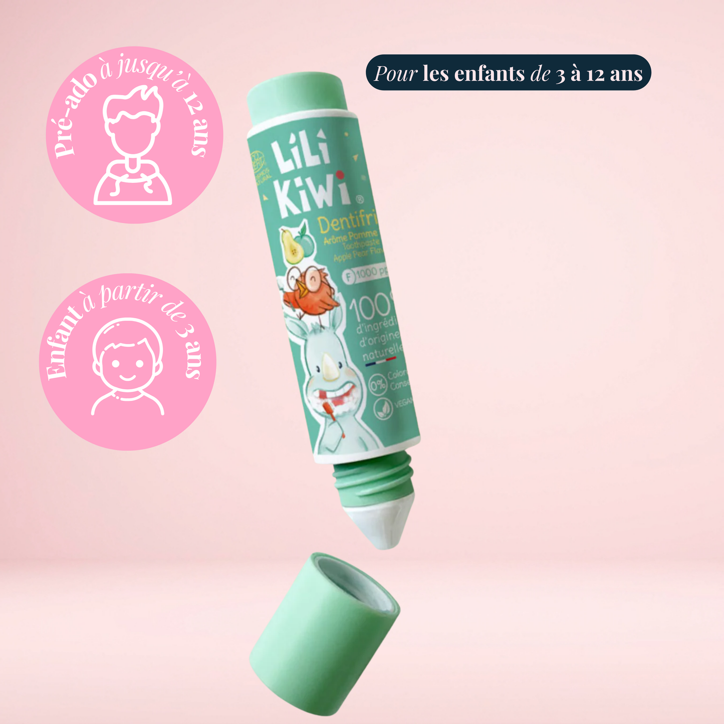 Dentifrice Fluor Enfant Pomme-Poire 3-12 ans