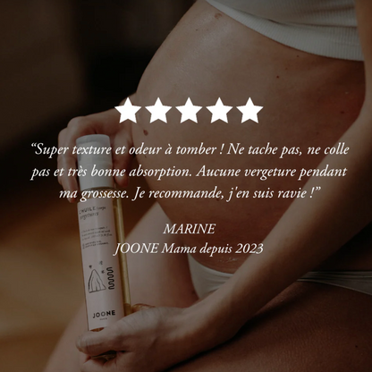 Ventre grossesse + étoiles avis

Avis clients huile vergetures Joone, soin grossesse bio recommandé et plébiscité