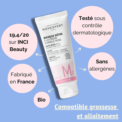 Tube de Masque Repulp avec score INCI Beauty 19.8/20, testé cliniquement, compatible grossesse et allaitement, bio, fabriqué en France.
