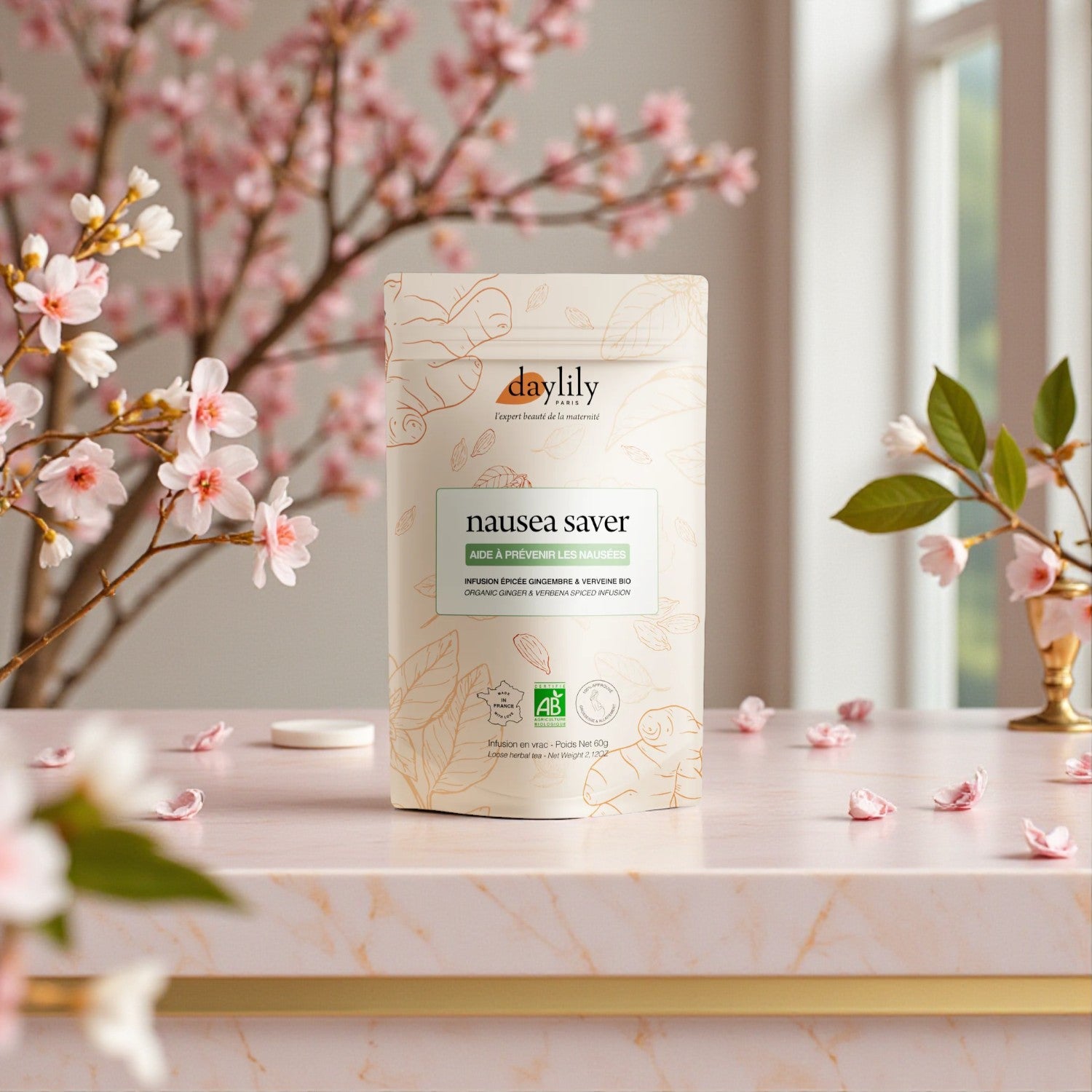 Tisane anti-nausées grossesse bio Nausea Saver 60g – infusion gingembre compatible grossesse